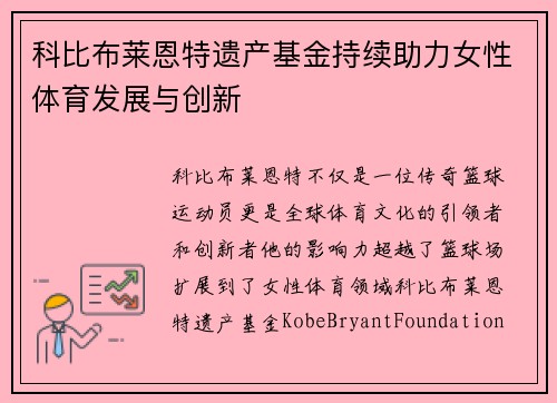 科比布莱恩特遗产基金持续助力女性体育发展与创新